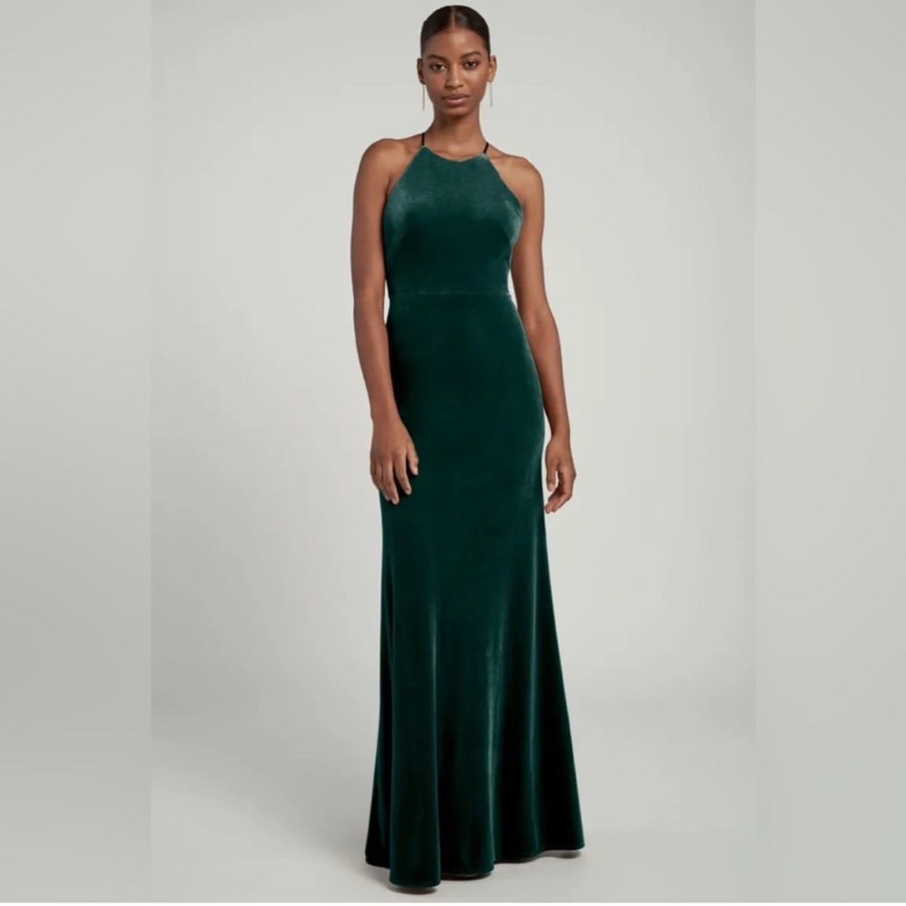Jenny Yoo Green halter velvet dress SZ 14 $175 OBO NWT